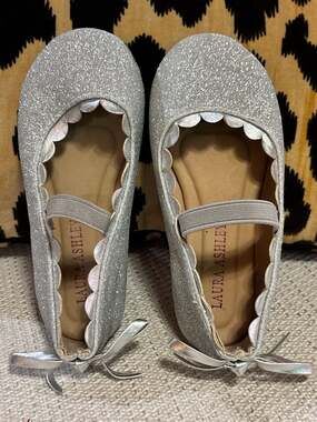 Laura Ashley Glitter Mary Jane Flats Silver